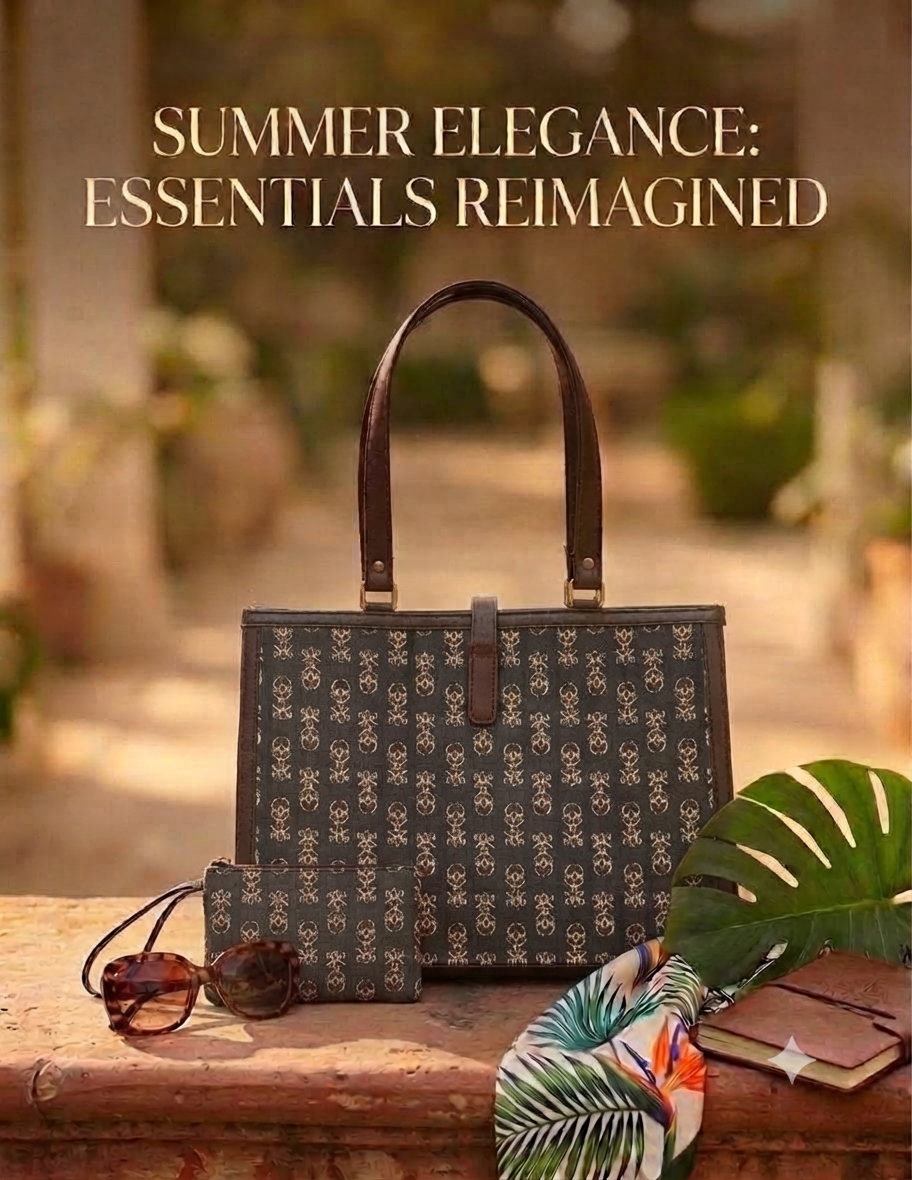 A close-up look at the modern, structured square tote bag (16" x 13") featuring a spacious main interior, a dedicated laptop section, and a secure zippered back pocket for effortless daily organization.