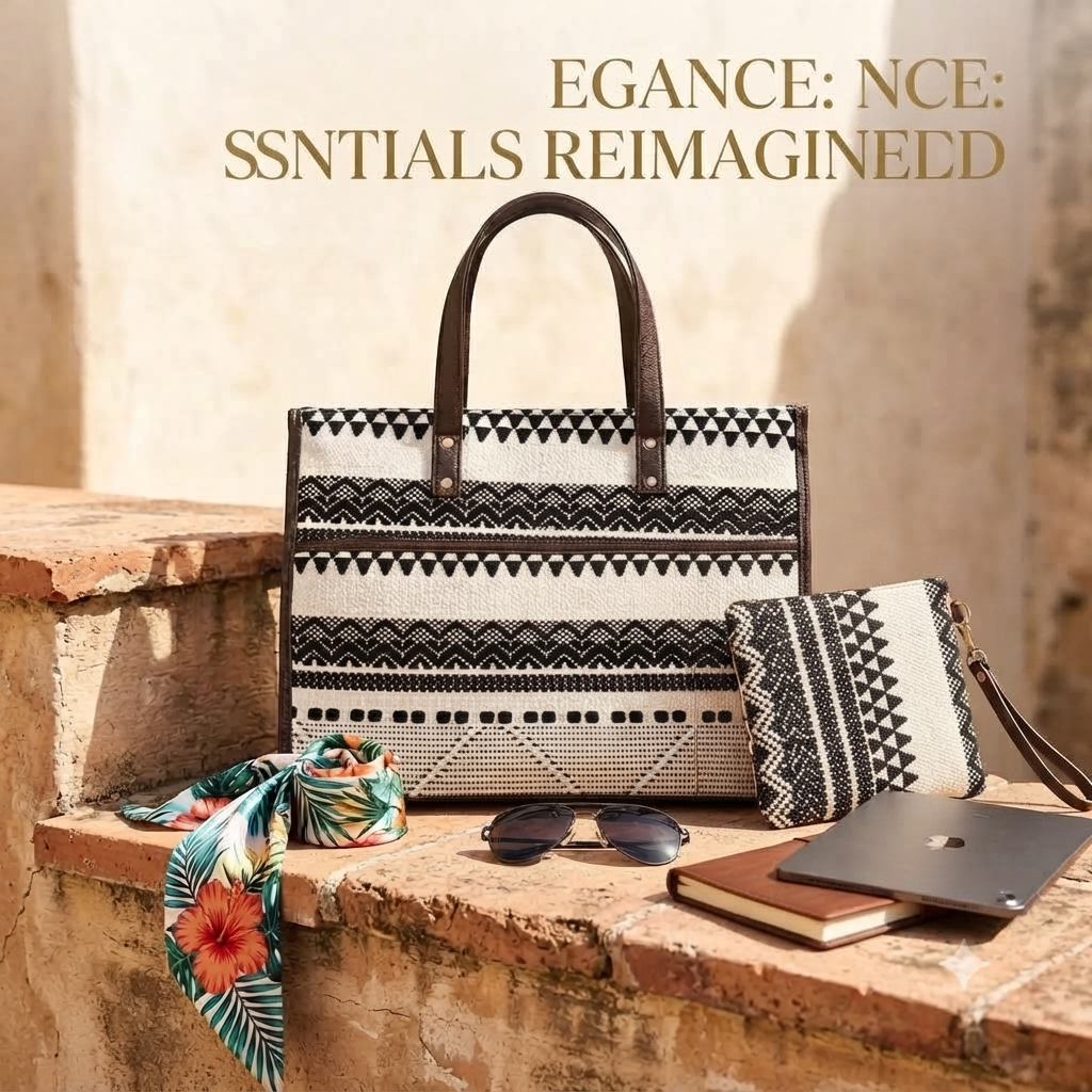 A close-up look at the modern, structured square tote bag (16" x 13") featuring a spacious main interior, a dedicated laptop section, and a secure zippered back pocket for effortless daily organization.