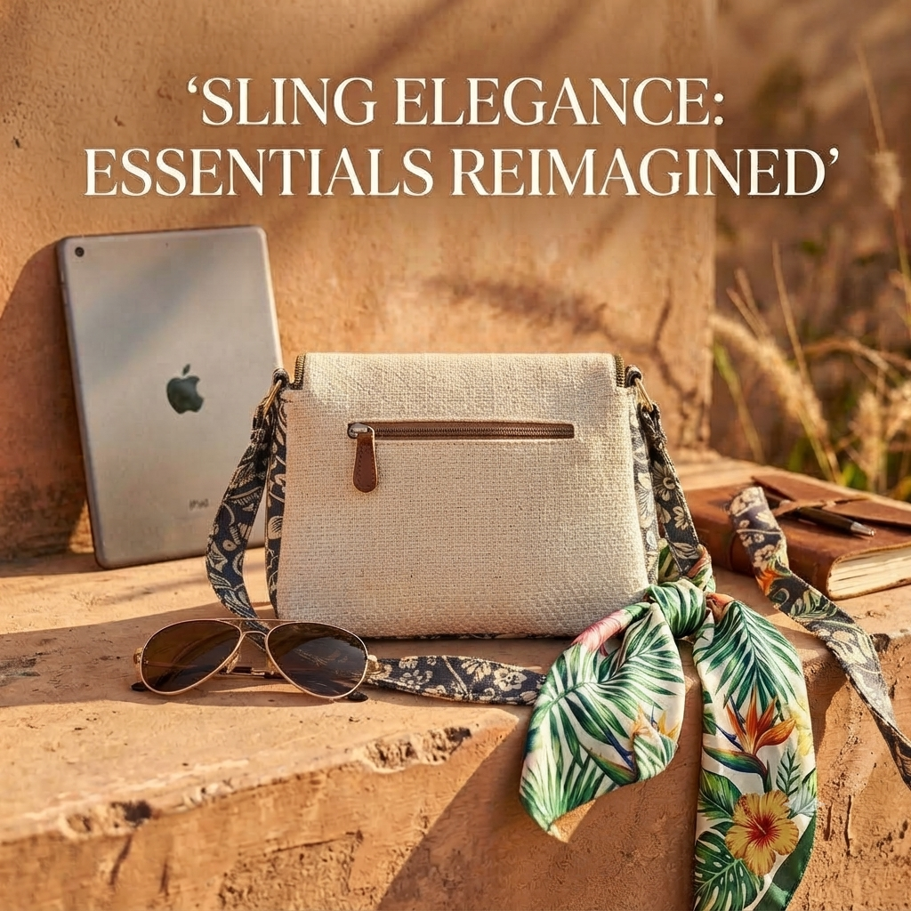 An overhead view showing the open interior of a beige straw-woven crossbody sling bag, revealing a dark brown fabric lining divided into two main sections by a central zippered compartment.