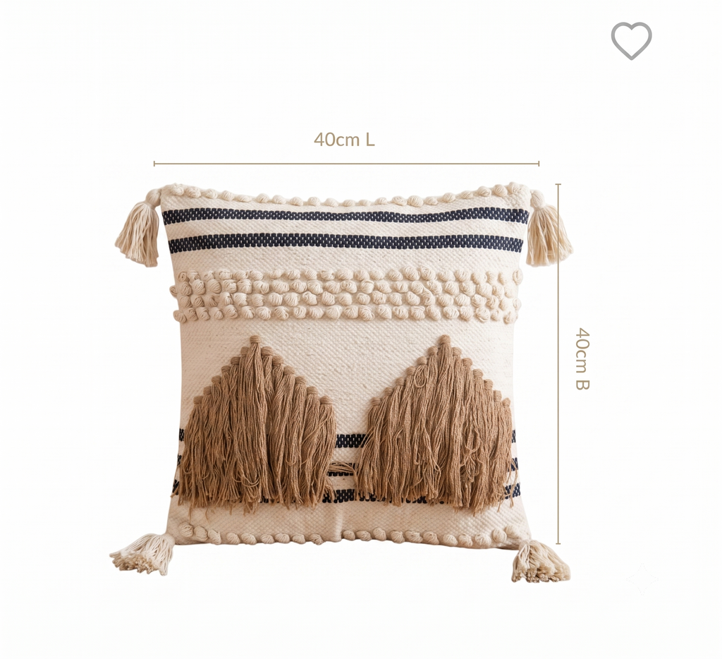 Boho Geometric Mountain Fringe Cushion Cover size by Anhad Rang  (40cm*40cm)