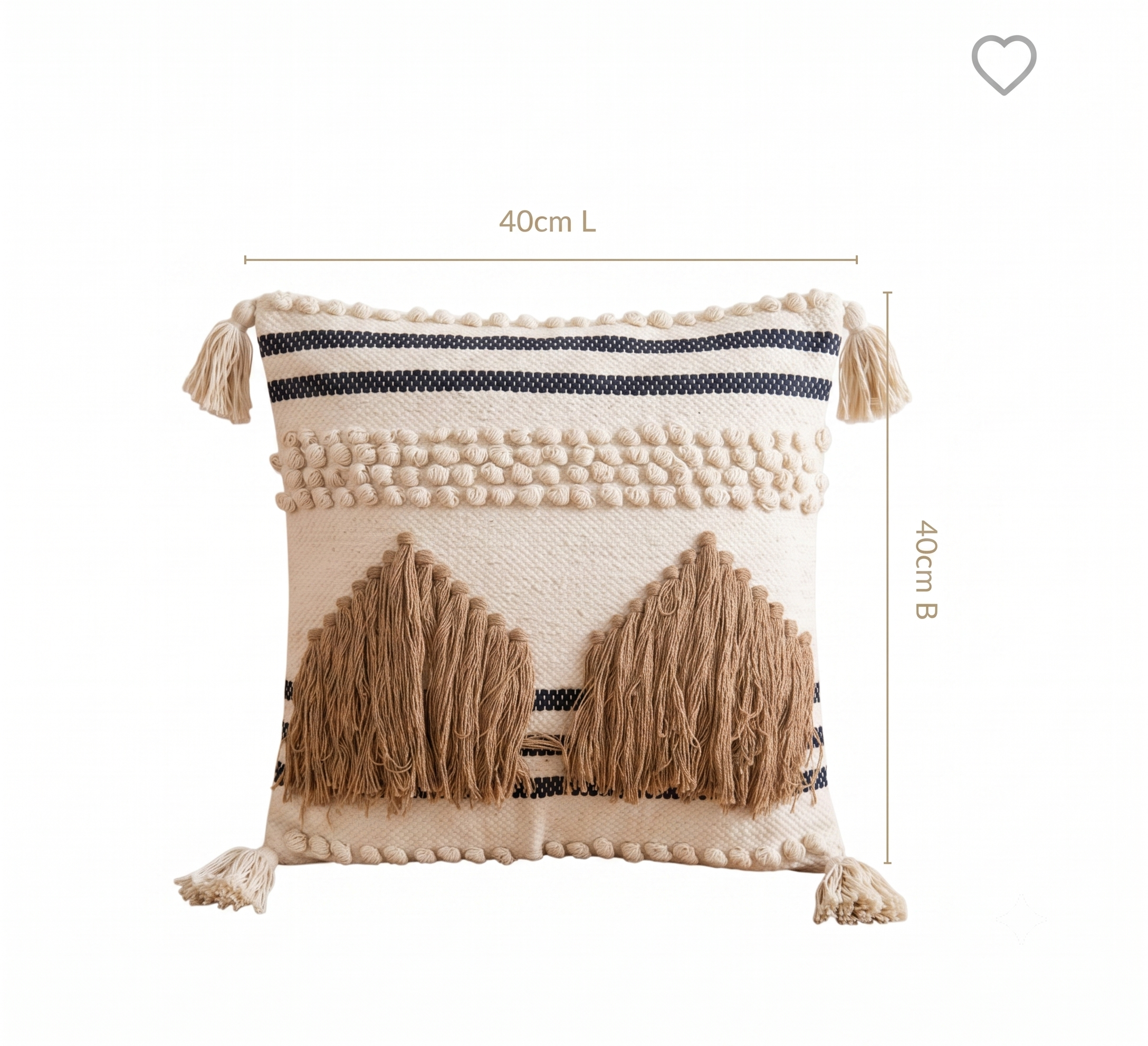 Boho Geometric Mountain Fringe Cushion Cover size by Anhad Rang  (40cm*40cm)