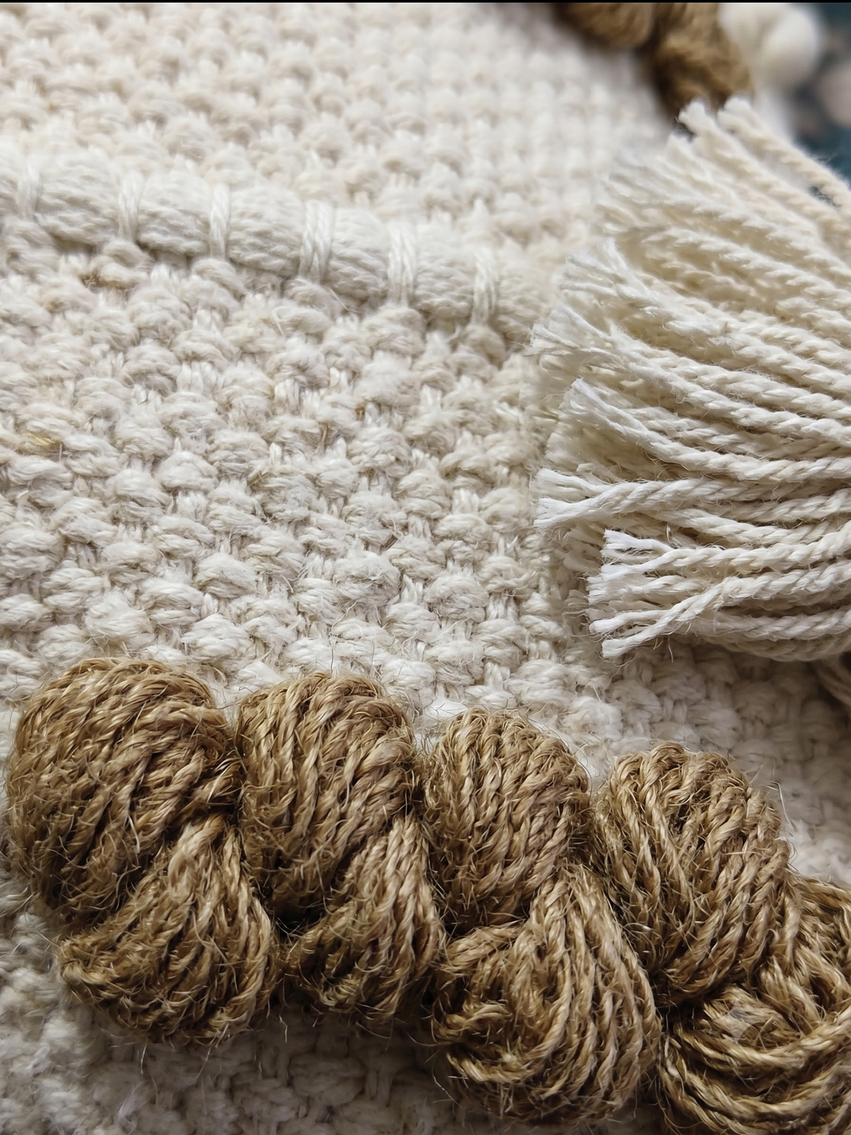Set of 5 - Knotted Boho Cushion Cover (40*40) cm – Off-White & Camel