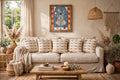 Set of 5 - Knotted Boho Cushion Cover (40*40) cm – Off-White & Camel