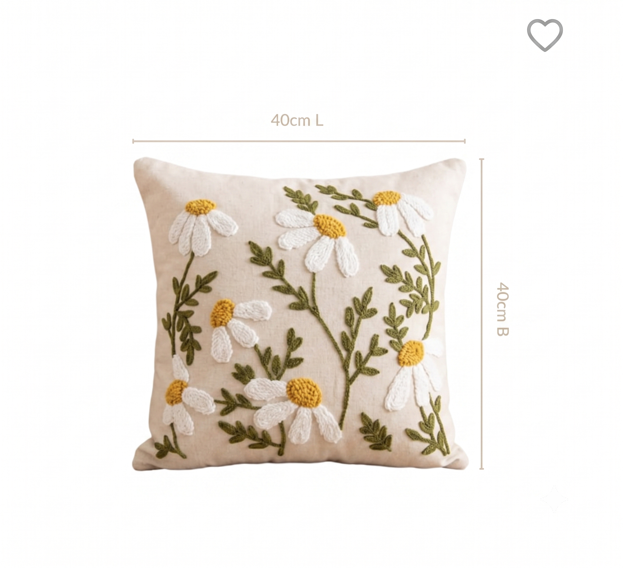 Hand-Embroidered Daisy Floral Cotton Cushion Cover