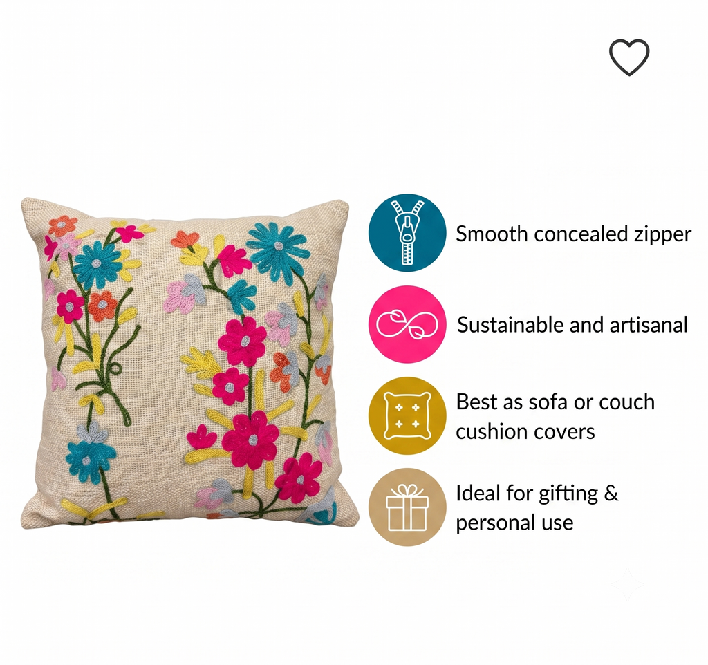 Blooming Colorful Meadow Floral Accent Cushion Cover