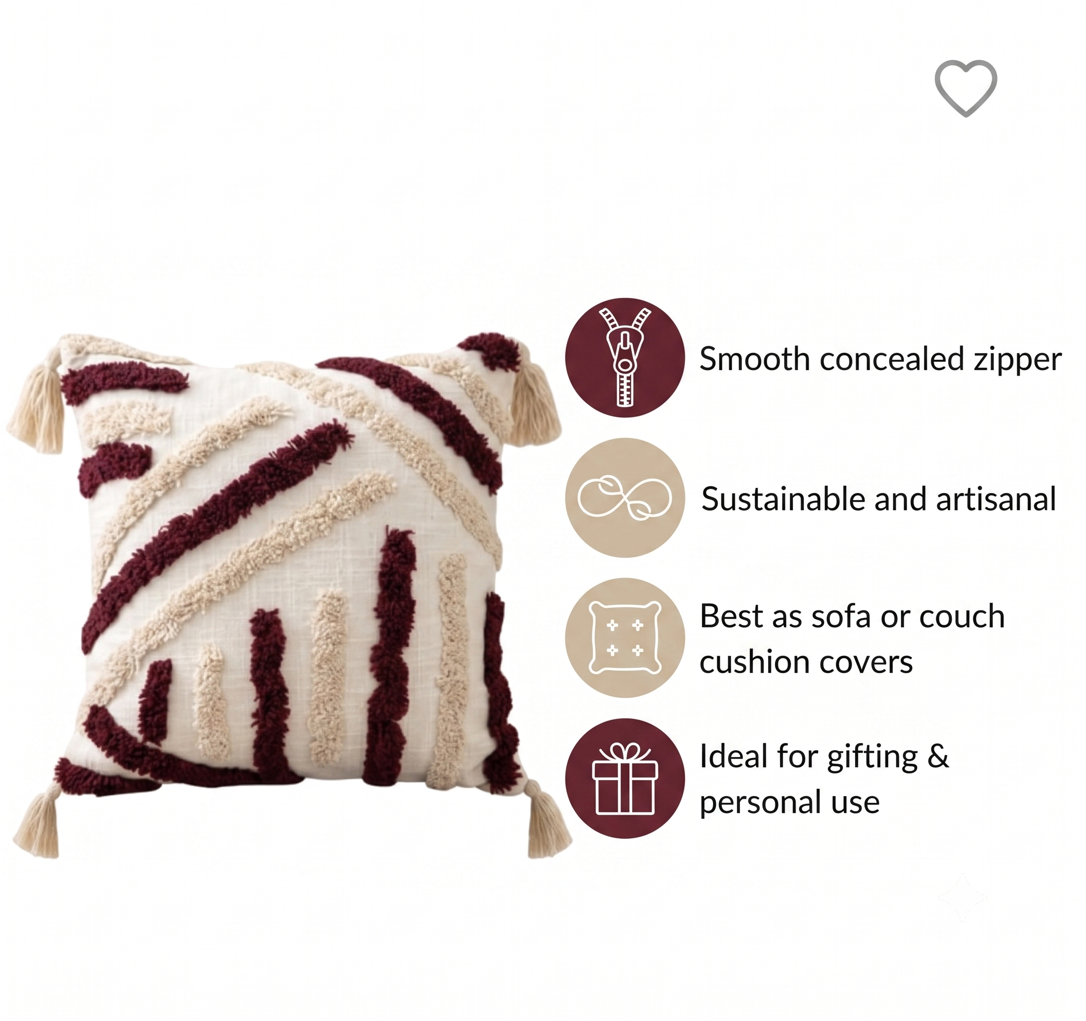 Tufted Mosaic Stripe Tasseled Cushion Cover
