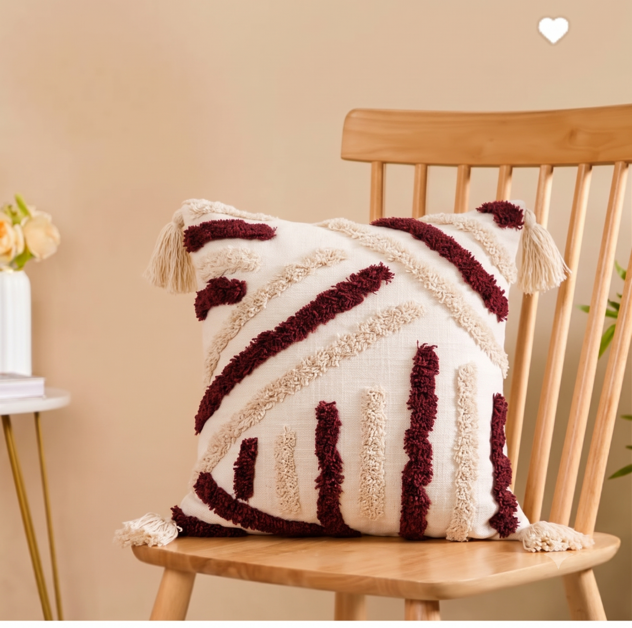 Tufted Mosaic Stripe Tasseled Cushion Cover