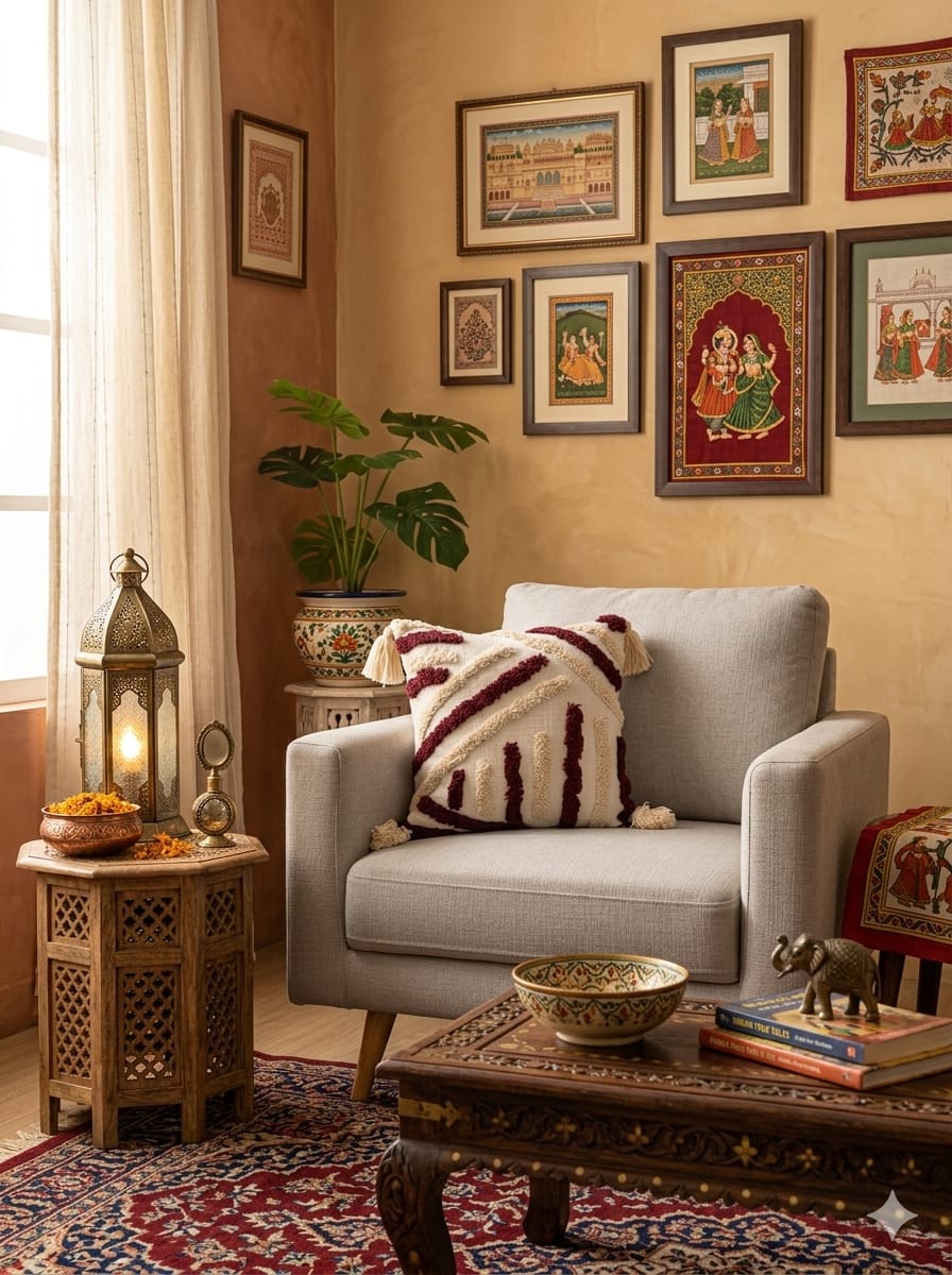 Tufted Mosaic Stripe Tasseled Cushion Cover